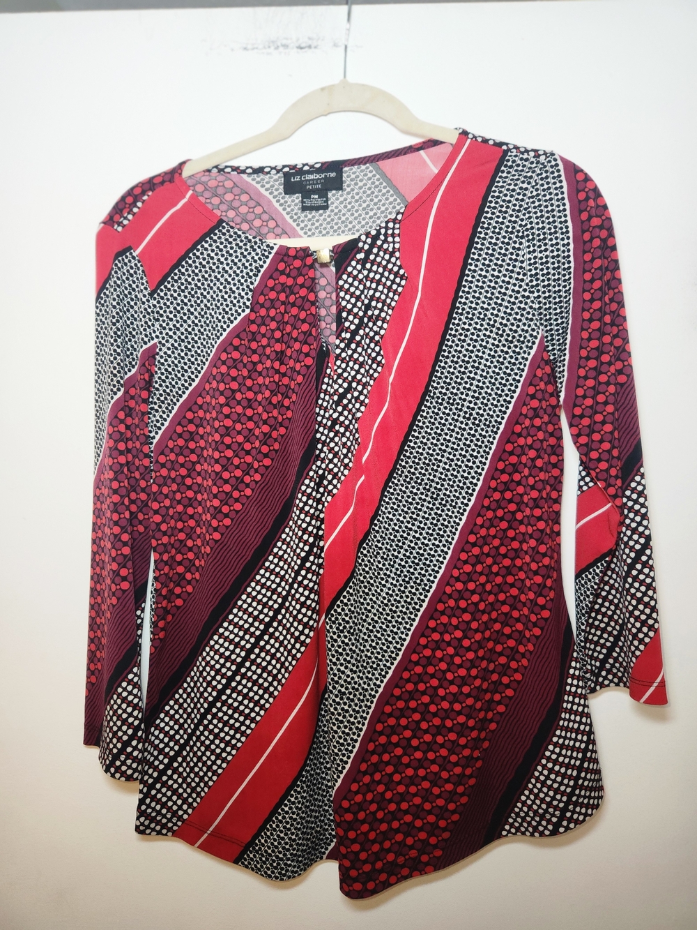 Liz Claiborne Red Patterned Women's Blouse PM